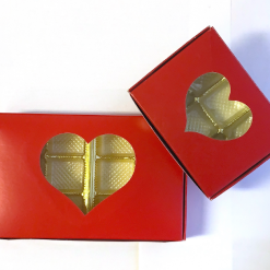 BOÎTE À CHOCOLATS ROUGE AVEC COEUR PQT/50
