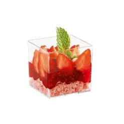 VERRINE CARRE CUP EN PLASTIQUE 160ML PQT/10 CS/1000